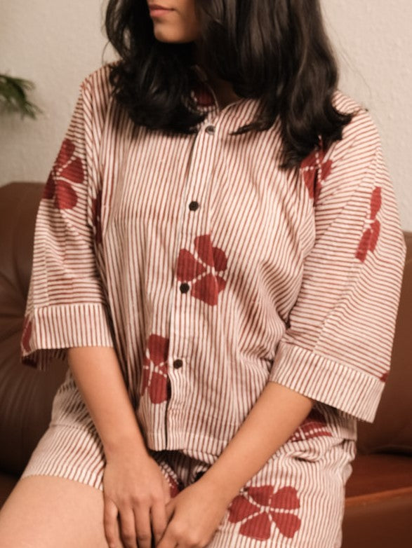 Aarvi Green Striped Cotton Co-ord Set